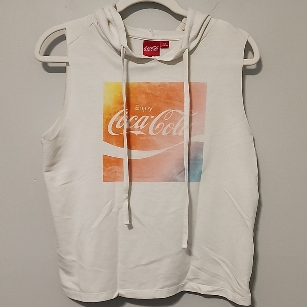 Coca Cola sleeveless hoodie t shirt size M women